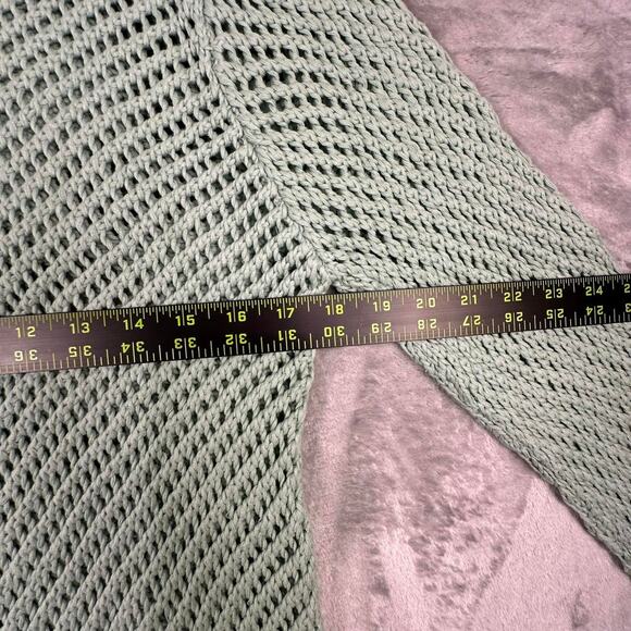 Modern Soul Light Green Open-Knit Sheer Linen Blend Sweater Size Large - Picture 4 of 5